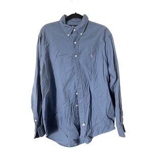 Ralph Lauren 100% Cotton‎ Blue Button Down Shirt with Pink Pony XL